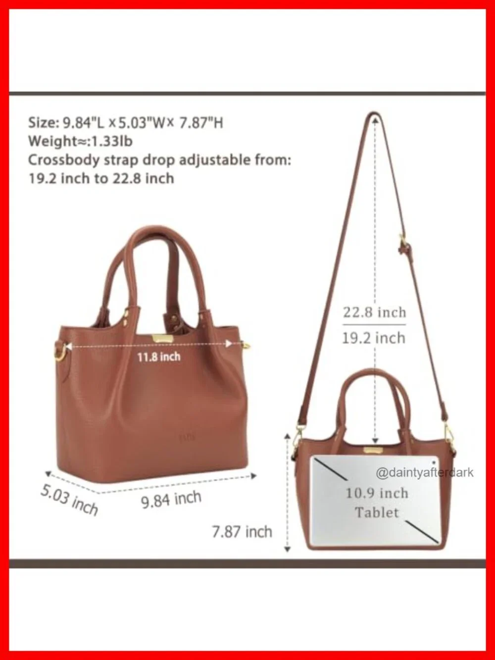 Vegan Leather Satchel Handbag for Women with Detachable Crossbody Strap